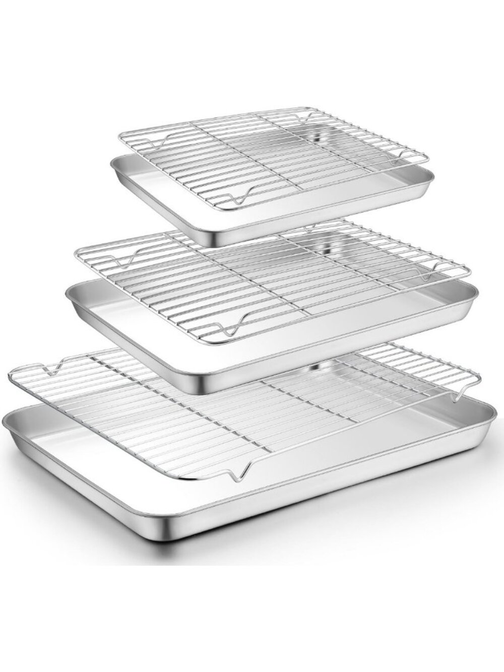Baking Sheet Set with Racks - 3 Pans (19.6/16/12.5 Inch) for Oven & Kitchen Use